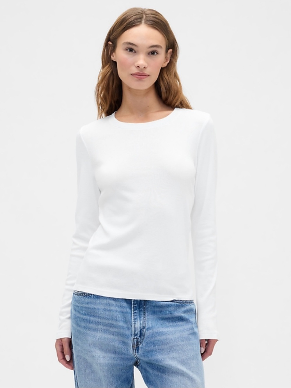 GAP Women's Long Sleeve Crewneck Top - White